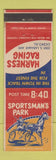 Matchbook Cover - Sportsman's Park Horse Harness Racing Chicago IL Cicero