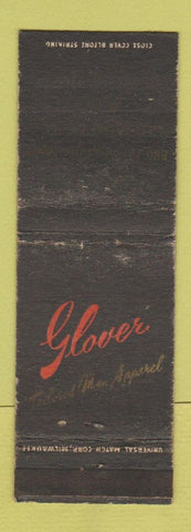 Matchbook Cover - Glover Men's Clothes Chicago IL WEAR