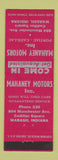 Matchbook Cover - Mahaney Motors Pontiac Cadillac Wabash IN