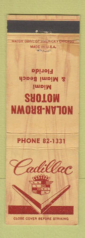 Matchbook Cover - Nolan Brown Cadillac Miami Beach FL