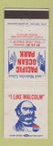 Matchbook Cover - Pacific Ocean Amusement Park Santa Monica CA