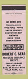 Matchbook Cover - Robert Sear Insurance Villa Park IL