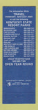 Matchbook Cover - Kentucky State Parks Frankfort KY