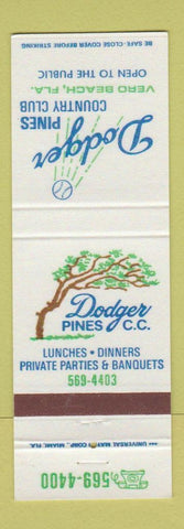 Matchbook Cover - Dodgers Pines Country Club Vero Beach FL baseball