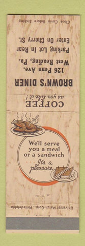 Matchbook Cover - Brown's Diner West Reading PA