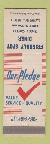 Matchbook Cover - Friendly Spot Diner Lansing MI
