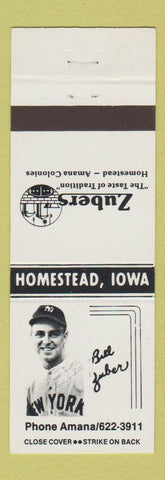 Matchbook Cover - Bill Zubers Homestead Amana IA baseball