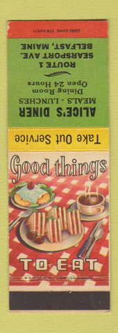 Matchbook Cover - Alice's Diner Belfast ME