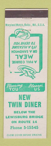 Matchbook Cover - New Twin Diner Lewisburg PA?