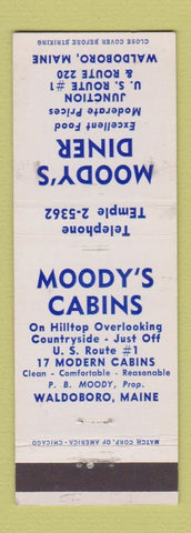Matchbook Cover - Moody's Diner Cabins Waldoboro ME
