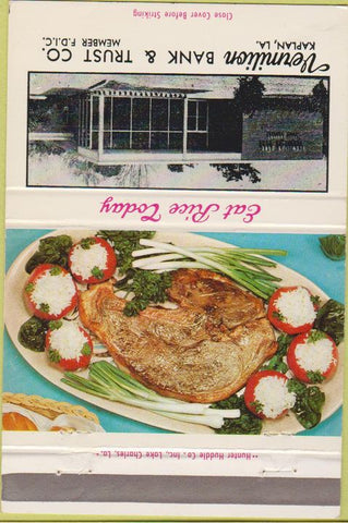 Matchbook Cover - Vermilion Bank Trust Kaplan LA rice 40 Strike