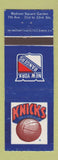 Matchbook Cover - New York Knicks Basketball Rangers Hockey New York City