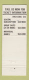 Matchbook Cover - New York Knicks Basketball Rangers Hockey New York City