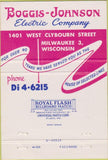 Matchbook Cover - Boggis Johnson Electric Co Milwaukee WI 40 Strike