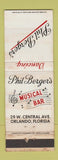 Matchbook Cover - Phil Berger's Musical Bar Orlando FL WORN