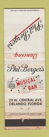 Matchbook Cover - Phil Berger's Musical Bar Orlando FL WORN