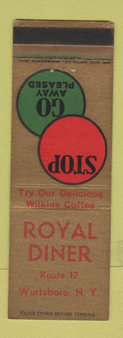 Matchbook Cover - Royal Diner Wurtsboro NY WORN GOLD