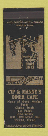 Matchbook Cover - Cip & Manny's Diner Cafe Ysleta TX