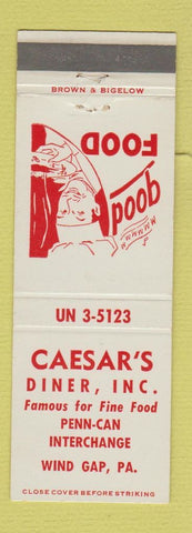 Matchbook Cover - Caesar's Diner Wind Gap PA