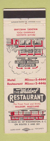 Matchbook Cover - Waldorf Restaurant MD