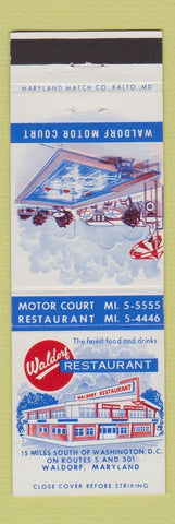 Matchbook Cover - Waldorf Restaurant MD