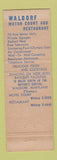 Matchbook Cover - Waldorf Restaurant MD