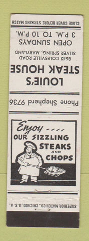 Matchbook Cover - Louie's Steak House Silver Spring MD