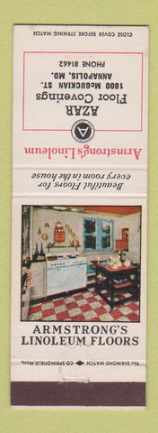 Matchbook Cover - Armstrong Linoleum Azar Floor Coverings Annapolis MD