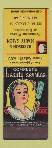 Matchbook Cover - Harrison's Beauty Salon Baltimore MD girlie