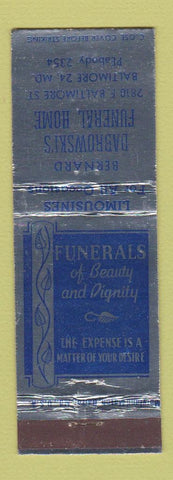 Matchbook Cover - Bernard Dabrowski's Funeral Home Baltimore MD