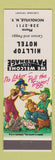Matchbook Cover - Hilltop Motel Nicholville NY hillbilly