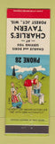Matchbook Cover - Charlie's Tavern Forest Junction WI hillbilly low phone #
