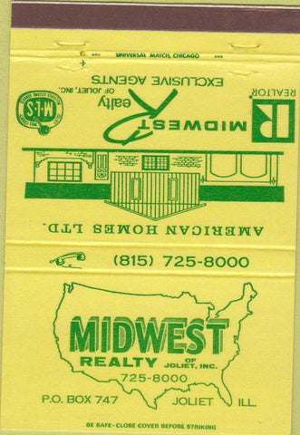 Matchbook Cover - Midway Realty Joliet IL 40 Strike