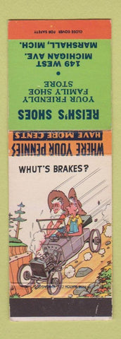 Matchbook Cover - Reish's Shoes Marshall MI hillbilly