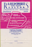 Matchbook Cover - RA Humphries Realtor Washington DC 40 Strike