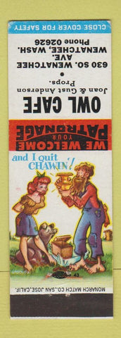 Matchbook Cover - Owl Cafe Wenatchee WA hillbilly