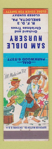 Matchbook Cover - Sam Dible Nursery Christmas Trees Shelocta PA hillbilly