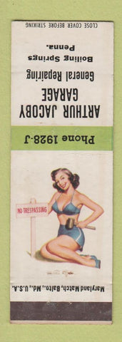 Matchbook Cover - Arthur Jacoby Garage Boiling Springs PA pinup