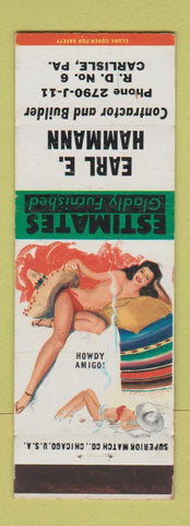 Matchbook Cover - Earl Hammann Contractor Builder Carlisle PA pinup