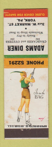 Matchbook Cover - Adams Diner York PA pinup WEAR