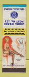 Matchbook Cover - Leora Weare American Legion Versailles IN pinup WEAR