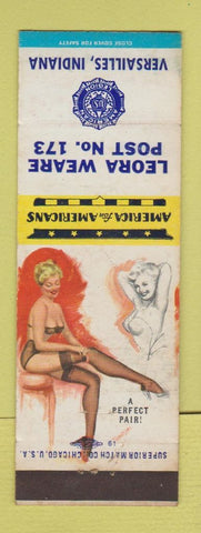 Matchbook Cover - Leora Weare American Legion Versailles IN pinup WEAR