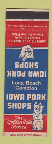 Matchbook Cover - Iowa Pork Shops Long Beach Compton CA pig