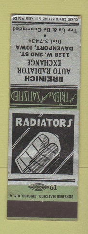 Matchbook Cover - Breinich Auto Radiator Exchange Davenport IA