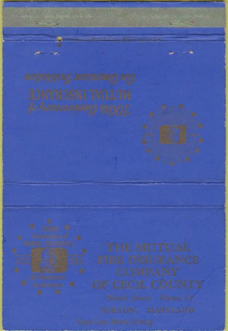 Matchbook Cover - Mutual Fire Insurance Co Elkton MD CREASE 40 Strike