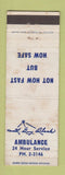 Matchbook Cover - Gary Black Ambulance Service WORN
