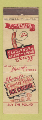 Matchbook Cover - Sharaf's Hot Dogs Ice Cream