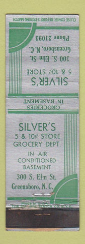 Matchbook Cover - Silver's 5 and 10 Store Greensboro NC