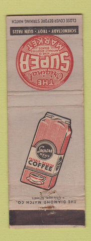 Matchbook Cover - Original Super Market Troy Schenectady Glen Falls NY Coffee