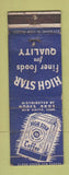 Matchbook Cover - High Star Foods Coffee Hodes Bros New Haven CT WORN